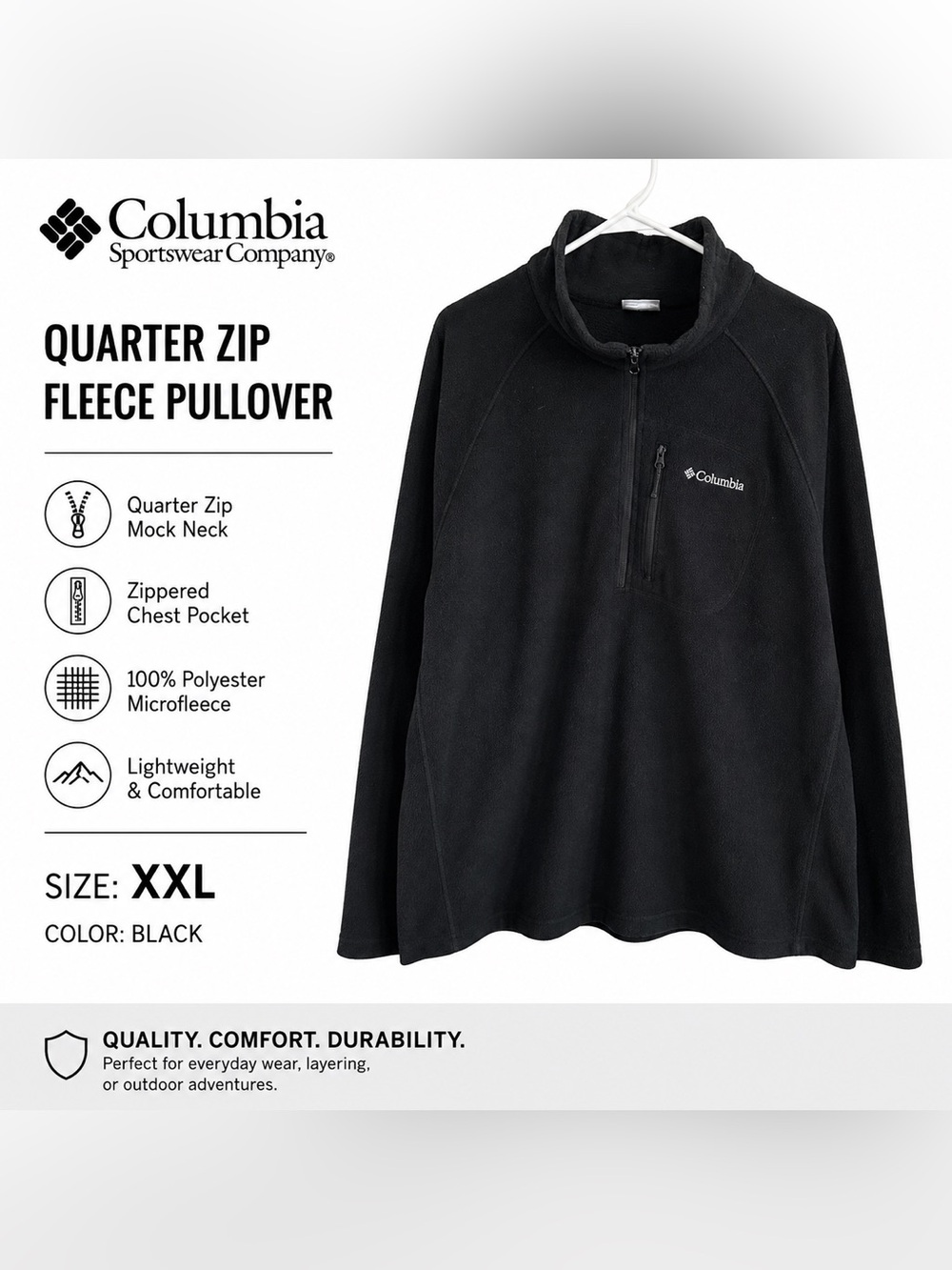 Columbia Black Quarter-Zip Fleece Pullover